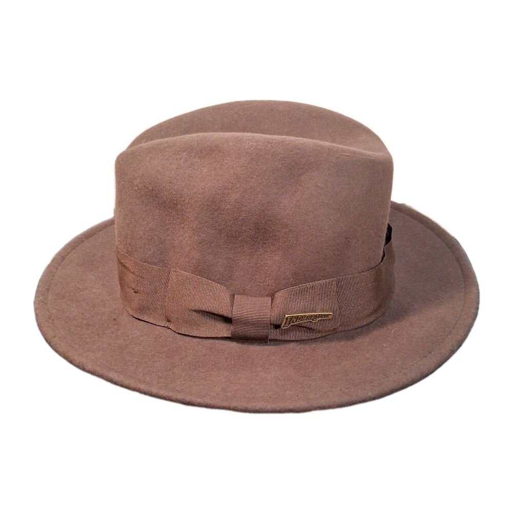 INDIANA JONES Officially Licensed  100% Wool  Brown Fedora Hat Size M Crushable